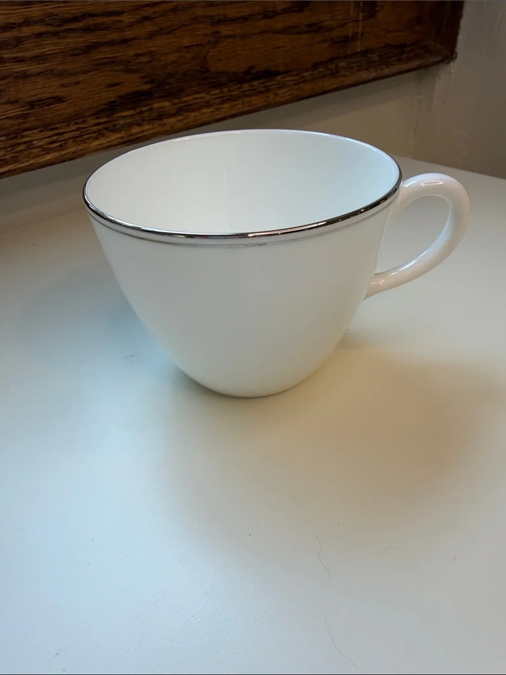 Wedgwood Doric White Ceramic Teacup set with Platinum edge-FLAWLESS!